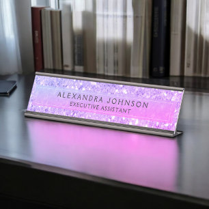 Porte-nom Pour Bureau Purple rose Parties scintillant d'entreprise Étinc