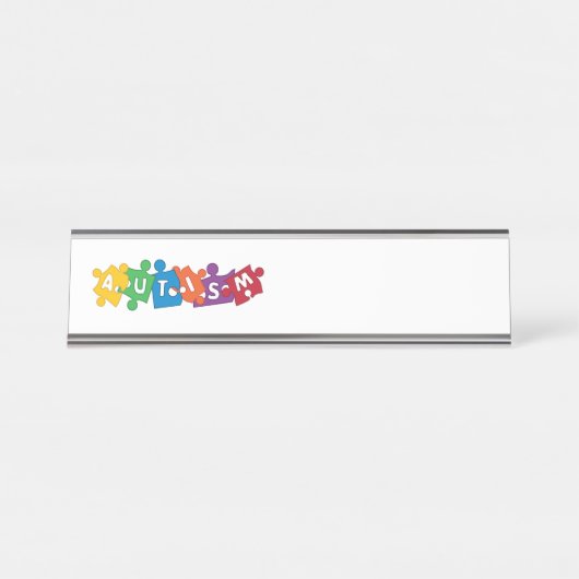 Porte-nom Pour Bureau Puzzle de l'autisme (Devant)