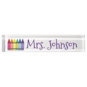 Porte-nom Pour Bureau Rainbow Crayons École d'art Enseignant