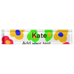 Porte-nom Pour Bureau Rainbow flower pride amour ajouter nom texte lqbtq