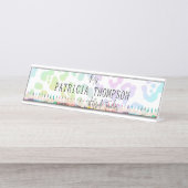 Porte-nom Pour Bureau Rainbow Leopard Crayon Enseignant (Devant)