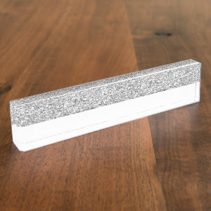 Porte-nom Pour Bureau Rayures blanches de charme avec les parties