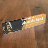 Porte-nom Pour Bureau Réalisateur immobilier Noir & Or (Taille)