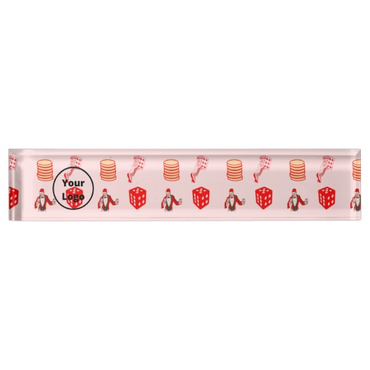 Porte-nom Pour Bureau Red casino business pattern (Devant)