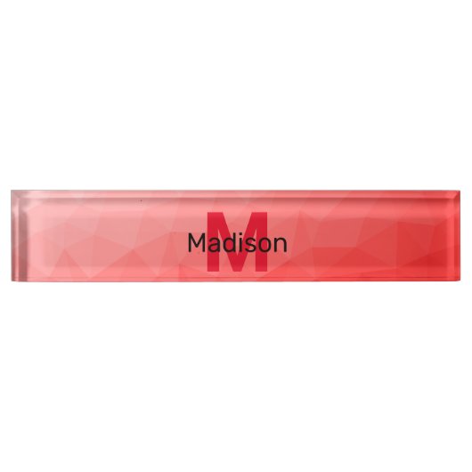 Porte-nom Pour Bureau Red gradient geometric mesh pattern Monogram (Devant)