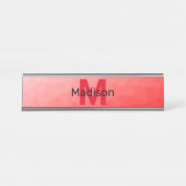 Porte-nom Pour Bureau Red gradient geometric mesh pattern Monogram (Devant)