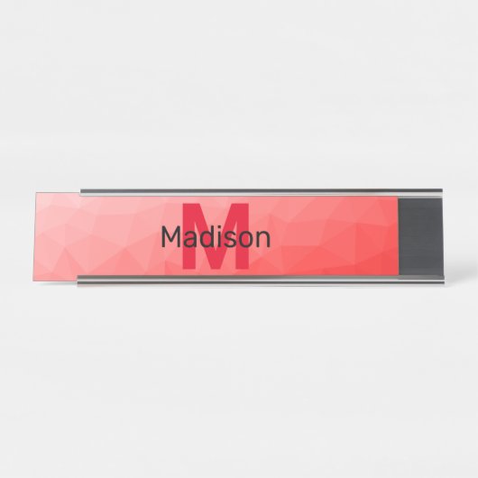 Porte-nom Pour Bureau Red gradient geometric mesh pattern Monogram (Devant)
