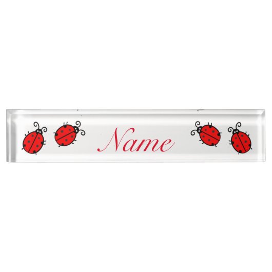 Porte-nom Pour Bureau Red Ladybugs Crawling Thunder_Cove (Devant)