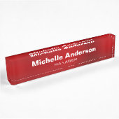 Porte-nom Pour Bureau Red Professional Manager Modern Plain