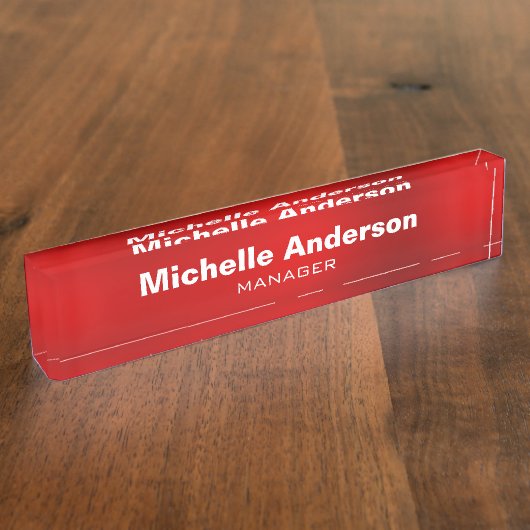 Porte-nom Pour Bureau Red Professional Manager Modern Plain (Taille)