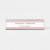 Porte-nom Pour Bureau Red White Simple Nom lisible Profession (Devant)