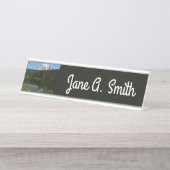 Porte-nom Pour Bureau Réflexion du lac Rainier avec Fleurs sauvages (Devant)