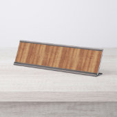 Porte-nom Pour Bureau Regard du bois de grain d'acacia bouclé de Koa (Devant)