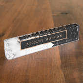 Porte-nom Pour Bureau Regard en pierre de marbre blanc noir moderne de (Taille)