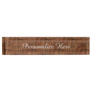 Porte-nom Pour Bureau Regard rocailleux de grain en bois de chêne de
