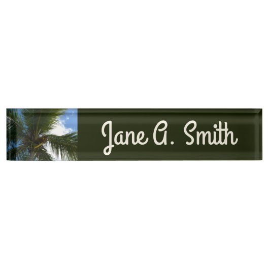 Porte-nom Pour Bureau Regard sur le palmier à coco Nature tropicale (Devant)