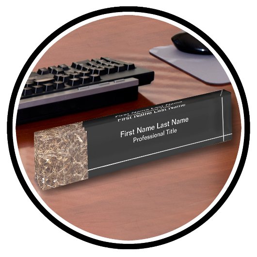 Porte-nom Pour Bureau Regarder en marbre de pierre Monogramme profession