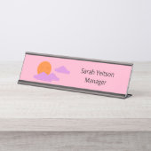 Porte-nom Pour Bureau Réglage du soleil avec des nuages : rose carnation (Devant)