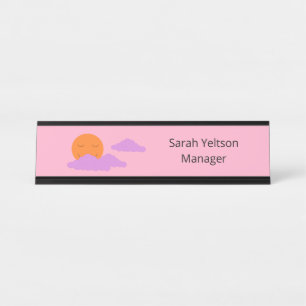 Porte-nom Pour Bureau Réglage du soleil avec des nuages : rose carnation