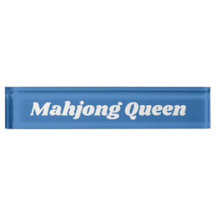 Porte-nom Pour Bureau Reine du Mahjong en bleu clair