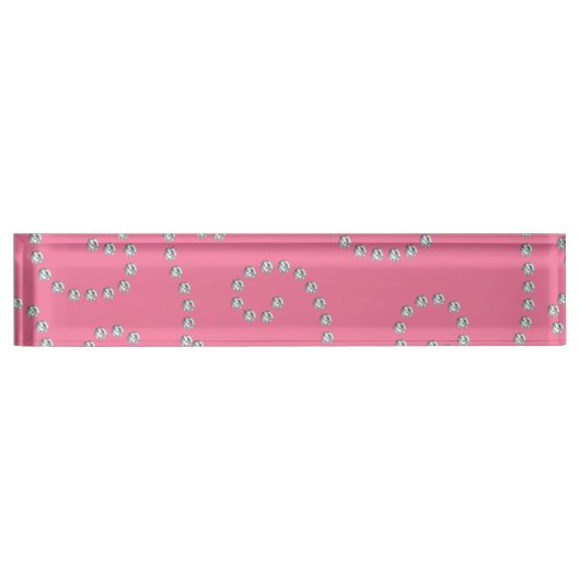 Porte-nom Pour Bureau Remous roses de diamants (Devant)