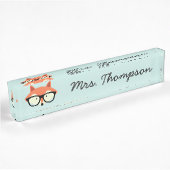 Porte-nom Pour Bureau Renard rouge Hipster