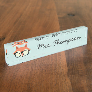 Porte-nom Pour Bureau Renard rouge Hipster