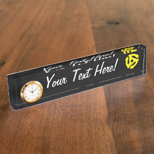 Porte-nom Pour Bureau Rétro entretoise vintage FRAÎCHE DJ du jaune 45
