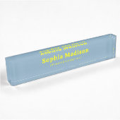 Porte-nom Pour Bureau Retro Gras Serif Bleu Jaune