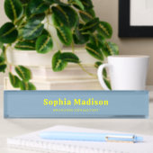 Porte-nom Pour Bureau Retro Gras Serif Bleu Jaune