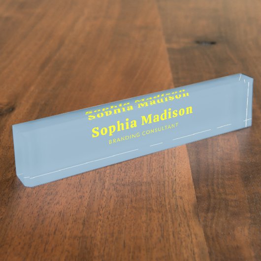 Porte-nom Pour Bureau Retro Gras Serif Bleu Jaune (Taille)