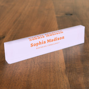 Porte-nom Pour Bureau Retro Gras Serif Lavande Orange