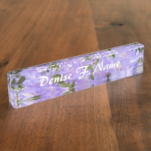 Porte-nom Pour Bureau Rhododendrons pourpres Personnalisé Floral
