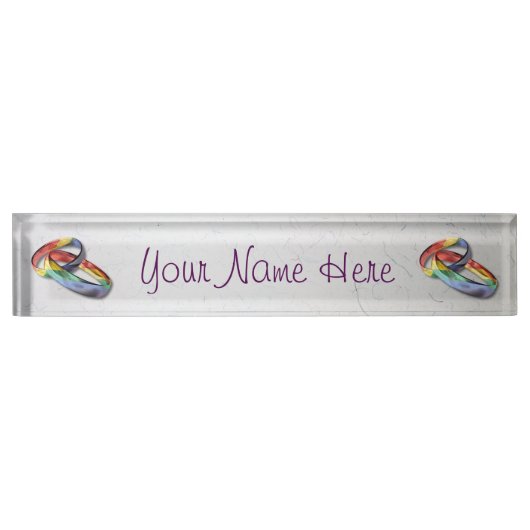 Porte-nom Pour Bureau Rings de Rainbow Wedding pour l'Equality (Devant)