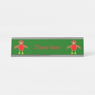 Porte-nom Pour Bureau Robin de Noël personnalisé