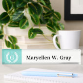Porte-nom Pour Bureau Robin Oeuf What Blé Laurel Wreath Initial Monogram
