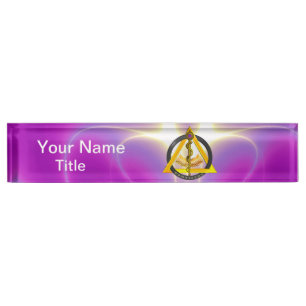 Porte-nom Pour Bureau RODE DU SYMBOLE DENTISTE ASCLEPIUS, Rose