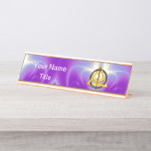 Porte-nom Pour Bureau RODE DU SYMBOLE DENTISTE ASCLEPIUS, Violet (Devant)