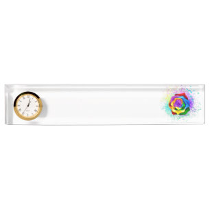 Porte-nom Pour Bureau Rose arc-en-ciel coloré