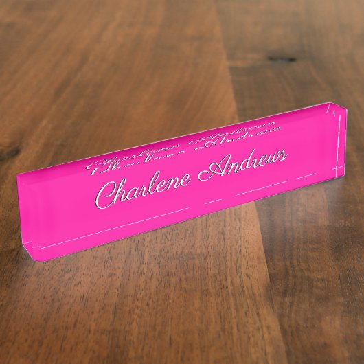 Porte-nom Pour Bureau Rose chaud solide (Taille)