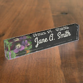 Porte-nom Pour Bureau Rose de carême pourpre (Taille)