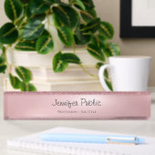 Porte-nom Pour Bureau Rose de script libre Parties scintillant or Modèle