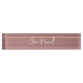 Porte-nom Pour Bureau Rose Dusty Mauve Sketché Cursive Script (Devant)