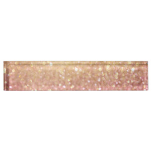 Porte-nom Pour Bureau rose et regard de parties scintillantes d'or