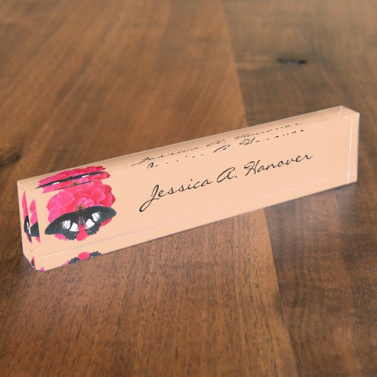 Porte-nom Pour Bureau Rose et Swallowtail (Taille)