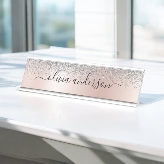 Porte-nom Pour Bureau Rose Gold