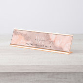 Porte-nom Pour Bureau Rose Gold Blush rose Agate Géode Parties scintilla (Devant)