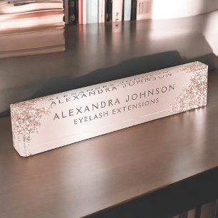 Porte-nom Pour Bureau Rose Gold Blush rose Éperche Parties scintillant f