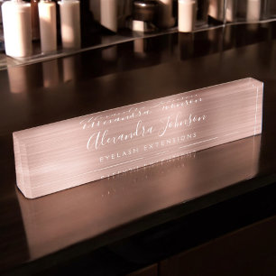 Porte-nom Pour Bureau Rose Gold Blush Rose Eyelash Extensions Lashes