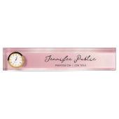 Porte-nom Pour Bureau Rose Gold Desk Name Plate With Clock Calligraphy (Devant)